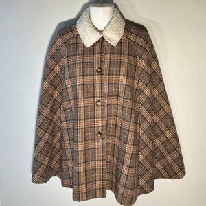 Brown Plaid Cape OSFM Academia Heritage Preppy English Countryside Western
